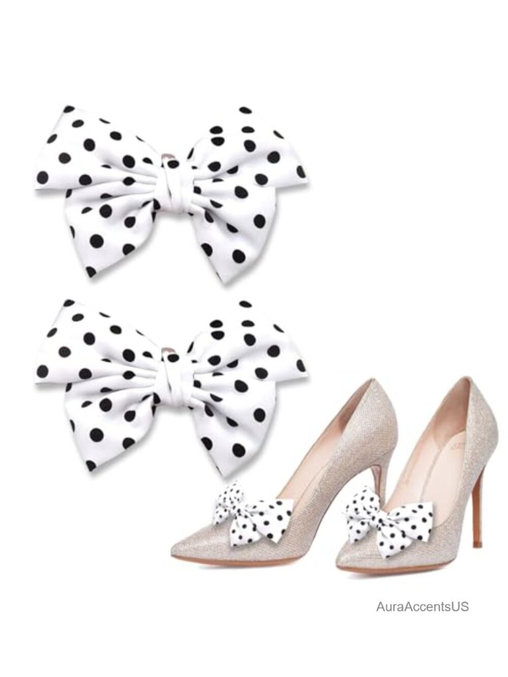 Satin Bow Shoe Clips Detachable Shoe Charms for Heels Wedding Accessories